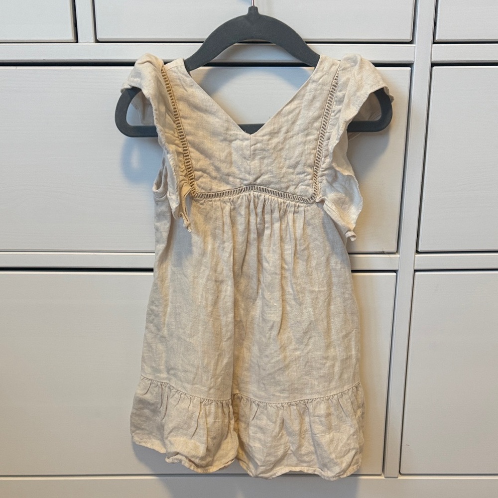 Zara Cream Ruffle Sleeve Kids Dress